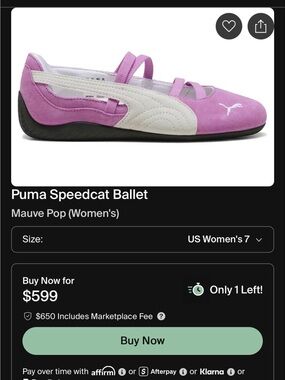 Puma women's mauve ballet slip-on with white formstrip